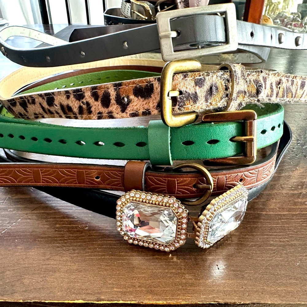 5 Stylish Women's Belt Collection - Green, Brown, Leopard Print